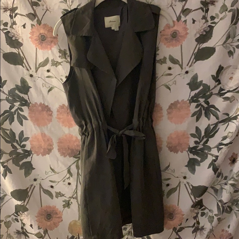 Anthropologie Elevenses Open-Front Self-Tie Vest